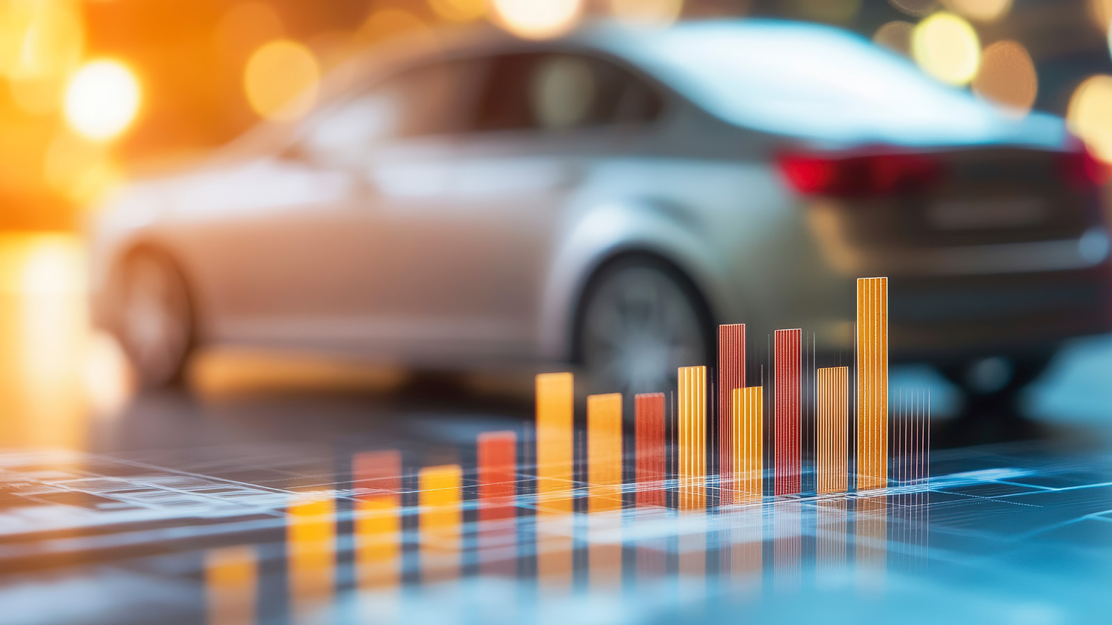 bar chart with car background