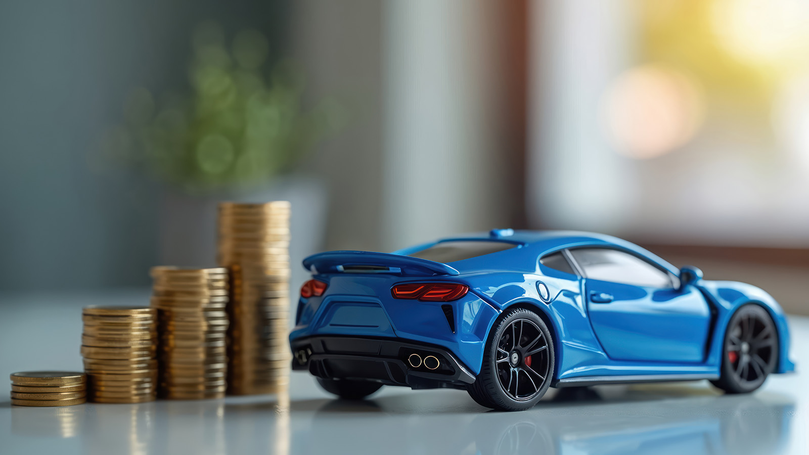 Car and Stacked Coins