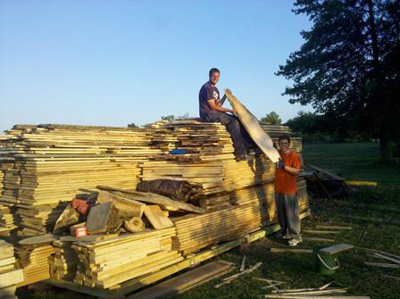 Pile of lumber from storm
